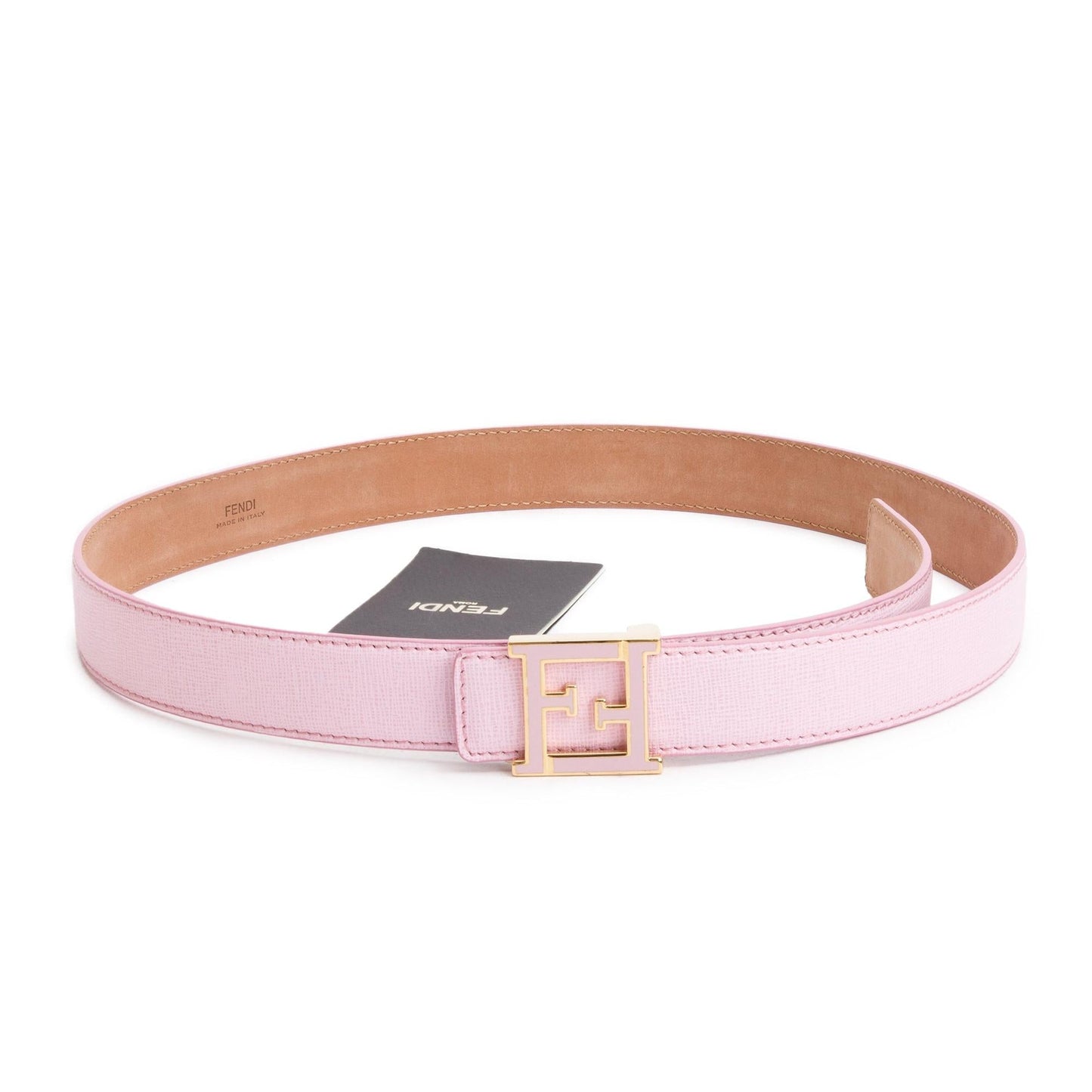 Fendi Pink Vitello Elite Leather FF Buckle Belt 80 32