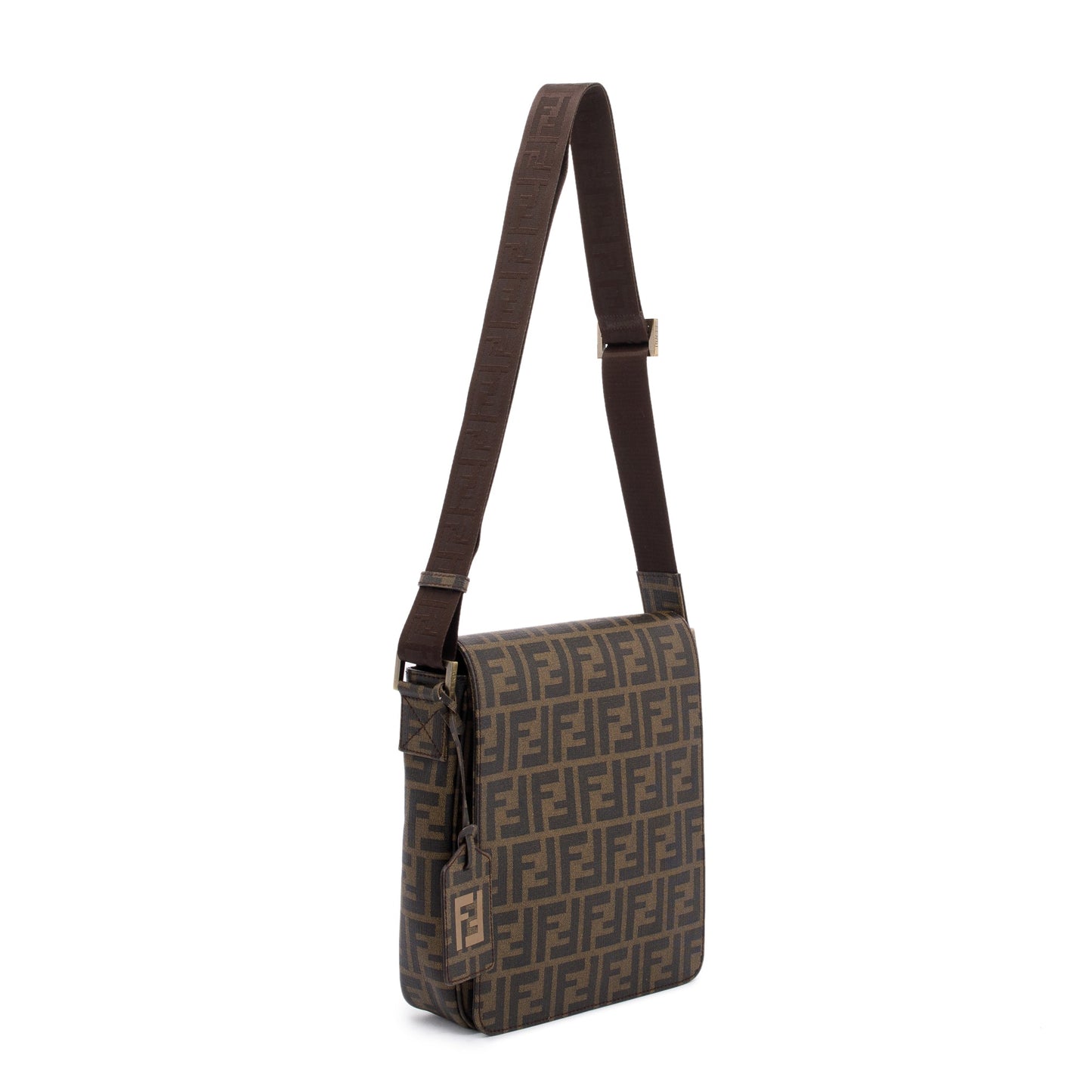 Fendi Small FF Zucca Coated Canvas Flap Messenger Bag