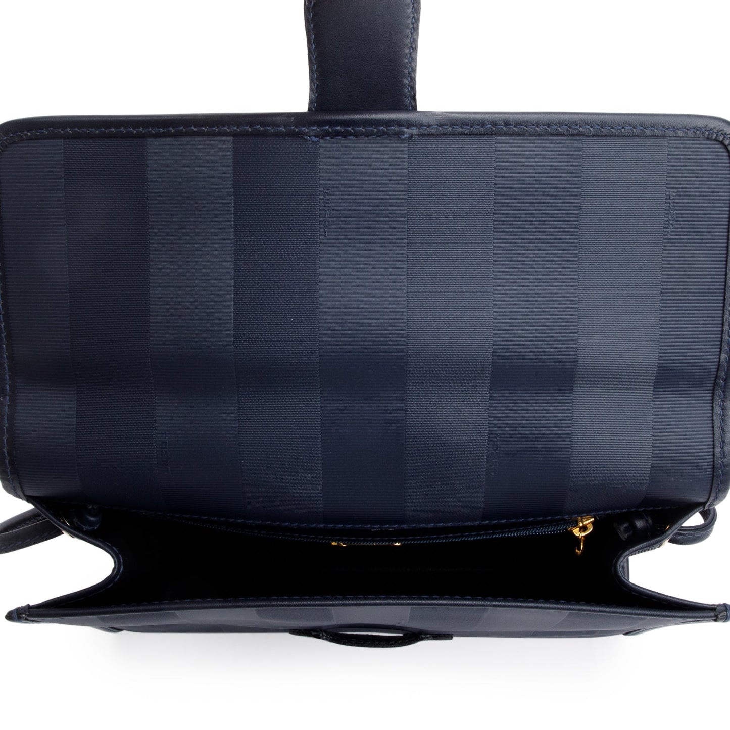 Fendi Vintage Navy Pequin Coated Canvas Crossbody Bag