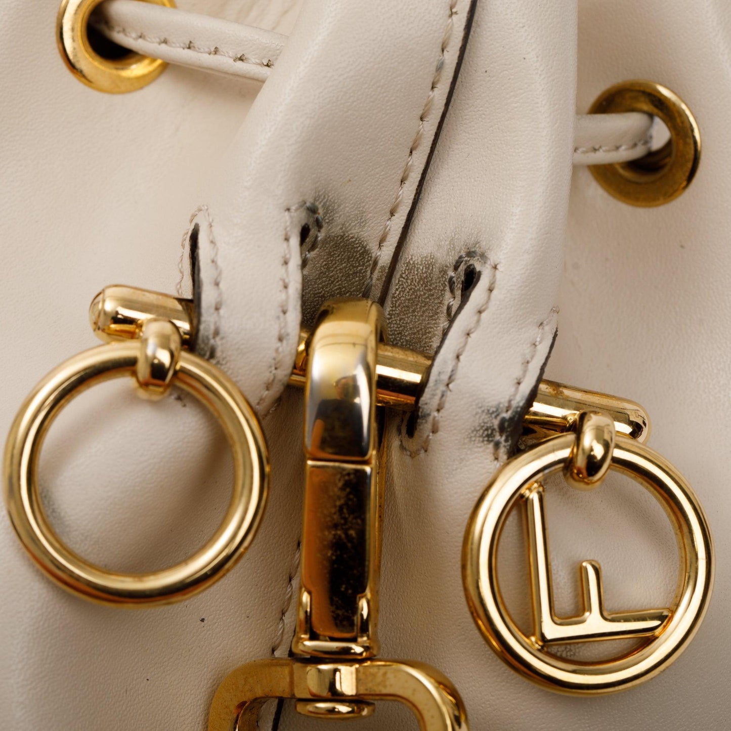 Fendi White Calskin Mini Mon Tresor Bucket Bag