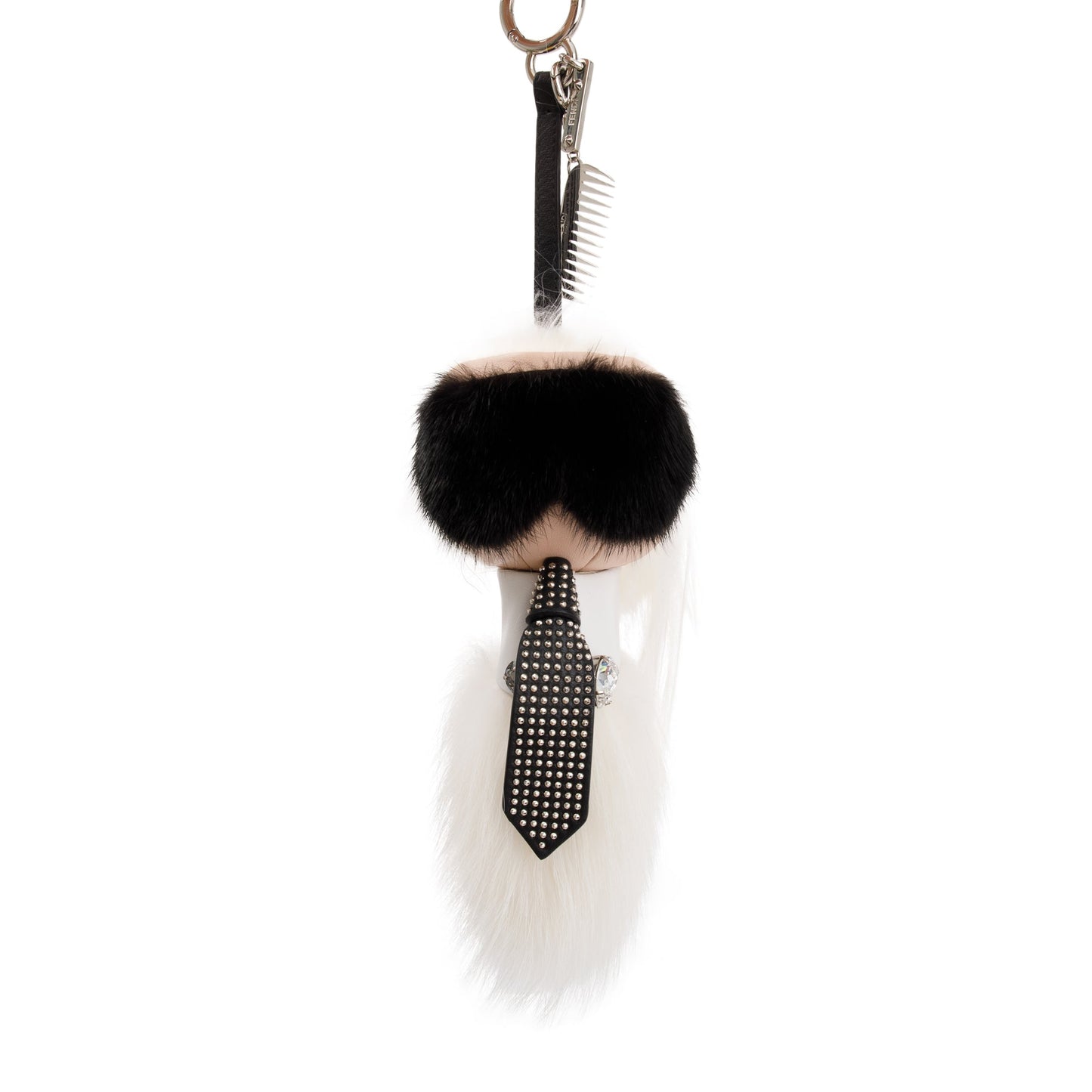 Fendi White Mink Fox Fur Mini Karlito Bag Charm