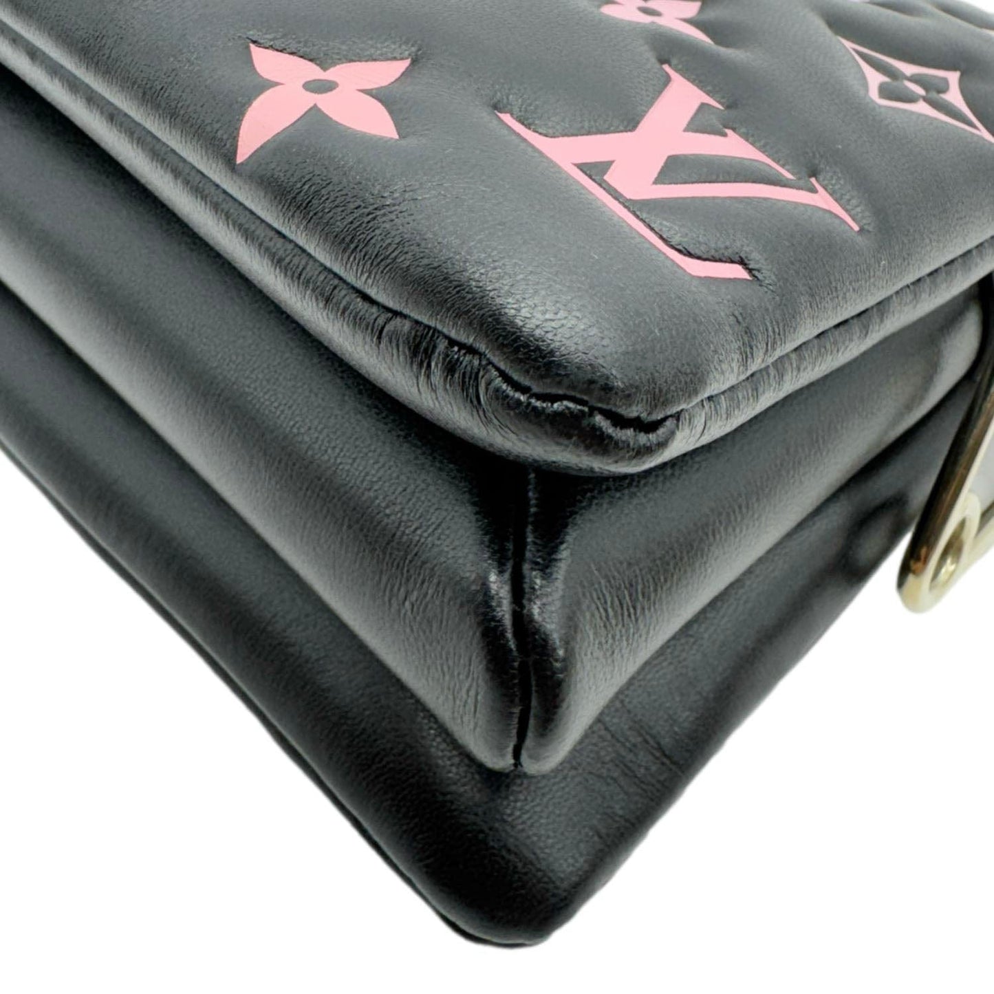 LOUIS VUITTON Coussin BB Monogram Embossed Leather Shoulder Bag Black