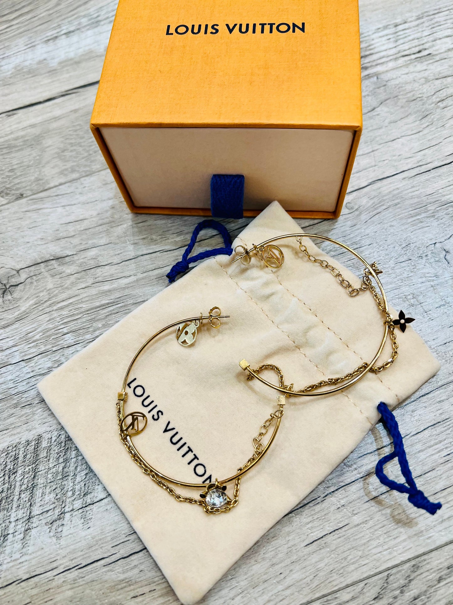 Louis Vuitton Monogram Hoops Earrings Charms & Chains