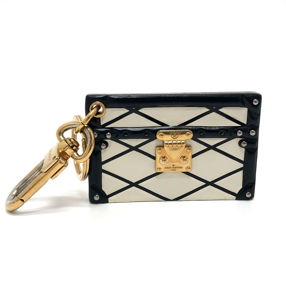 LOUIS VUITTON Key ring M00004 Metal, Leather White x Black x Gold trunk Petit Mar