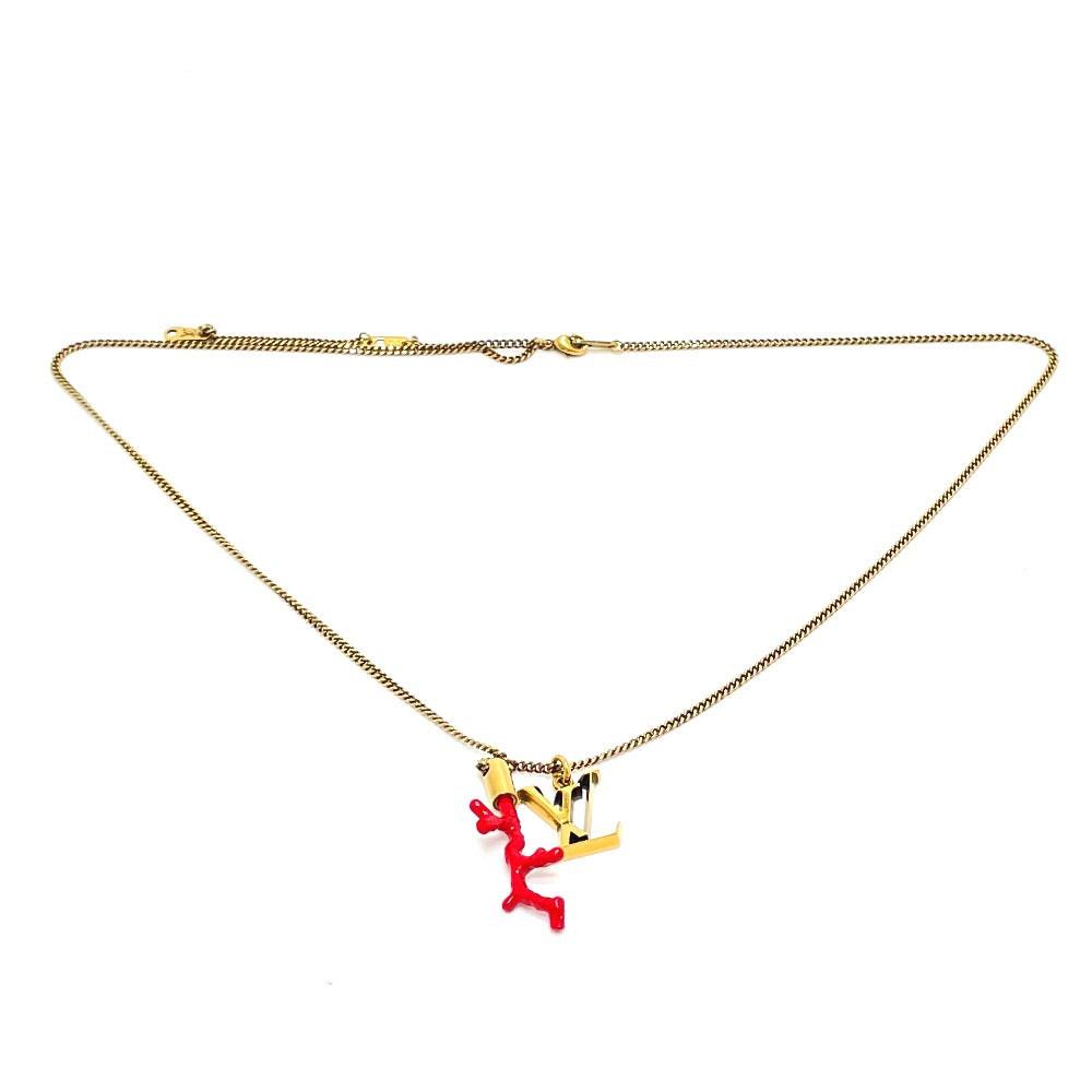 LOUIS VUITTON Necklace M68903 Gold Plated gold coral motif LV initial coral