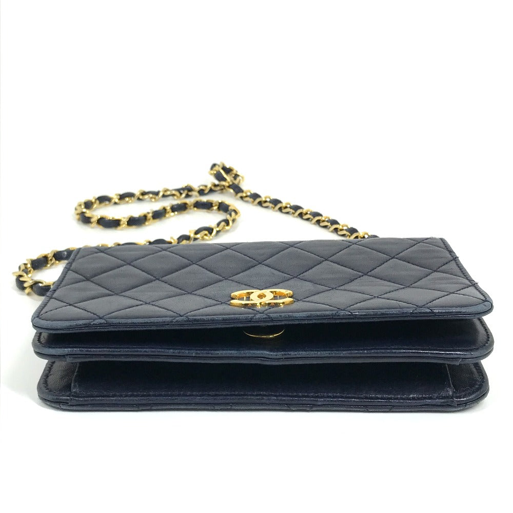 CHANEL Shoulder Bag lambskin Navy CC COCO Mark Matelasse/Shoulder Women