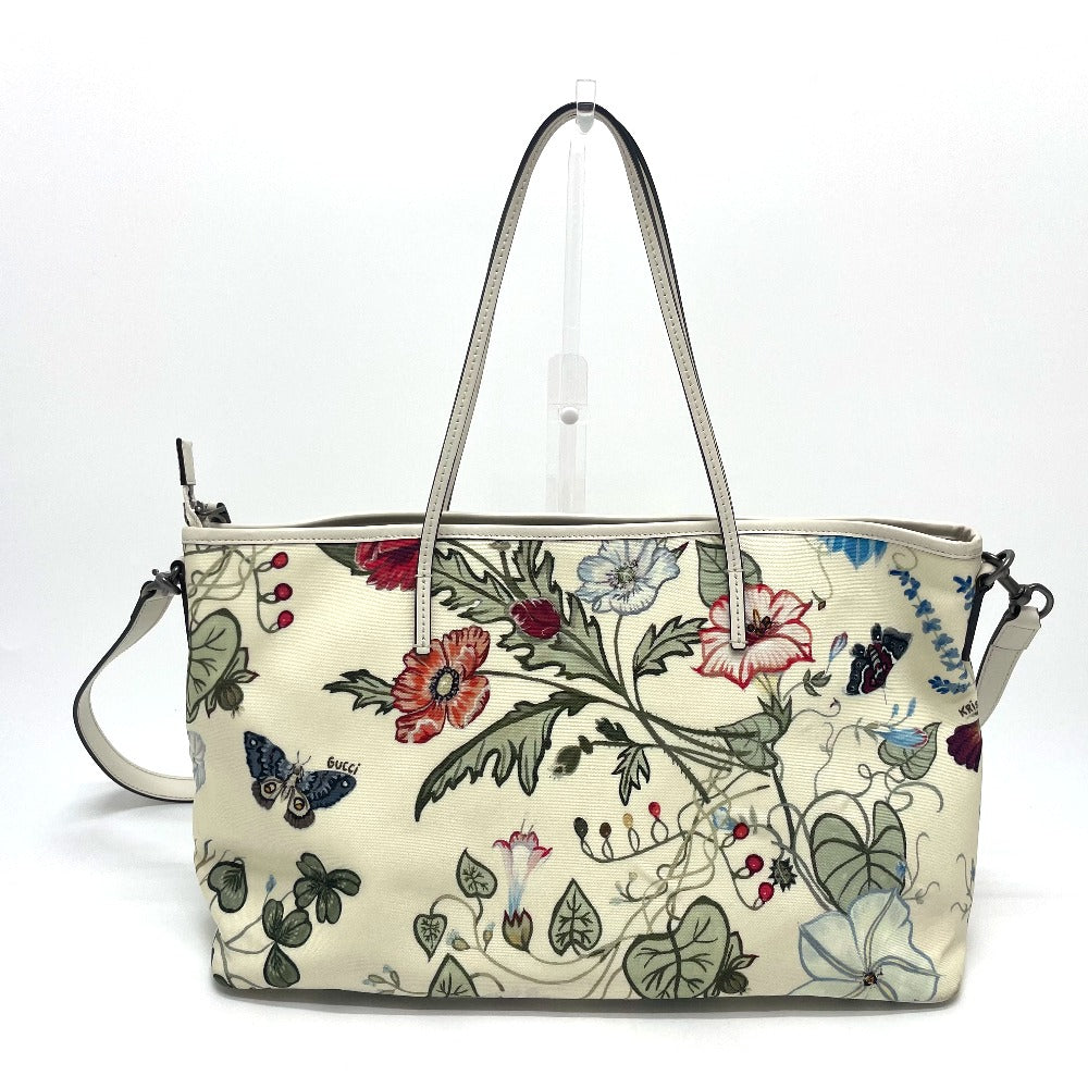 GUCCI Shoulder Bag 353437 Leather / PVC Ivoryx multicolor Bag 2WAY Tote Bag Flora floral pattern Kris knight Women