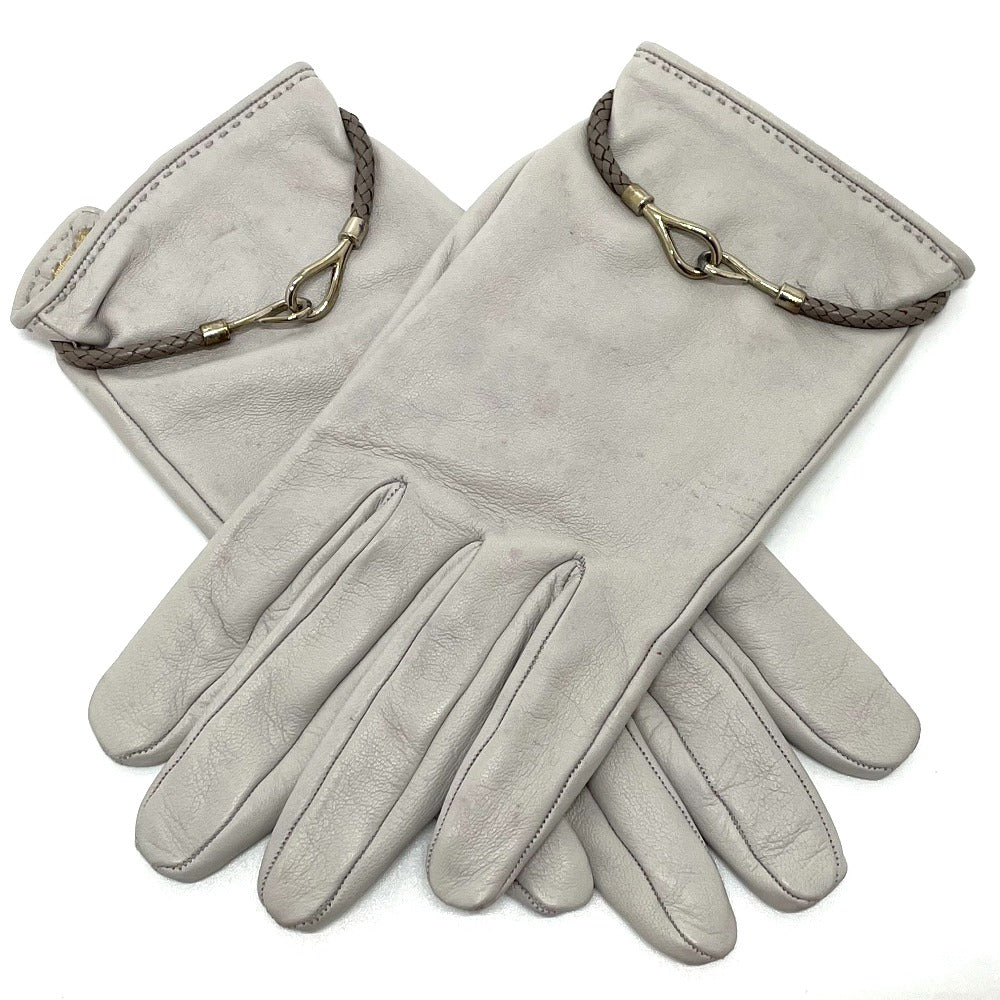 HERMES Glove leather gray Jumbo hook motif Women Women