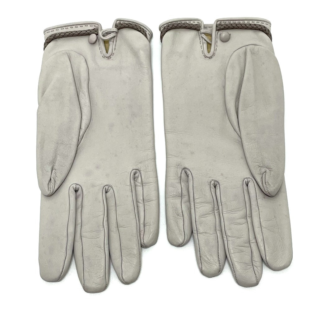 HERMES Glove leather gray Jumbo hook motif Women Women