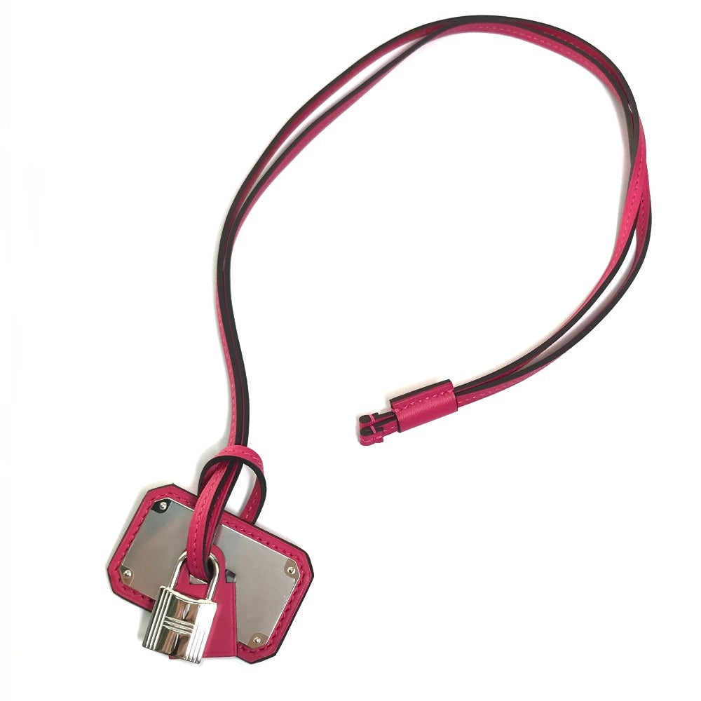 HERMES Necklace Vaux Swift Pink type Pendant Okelley GM Women