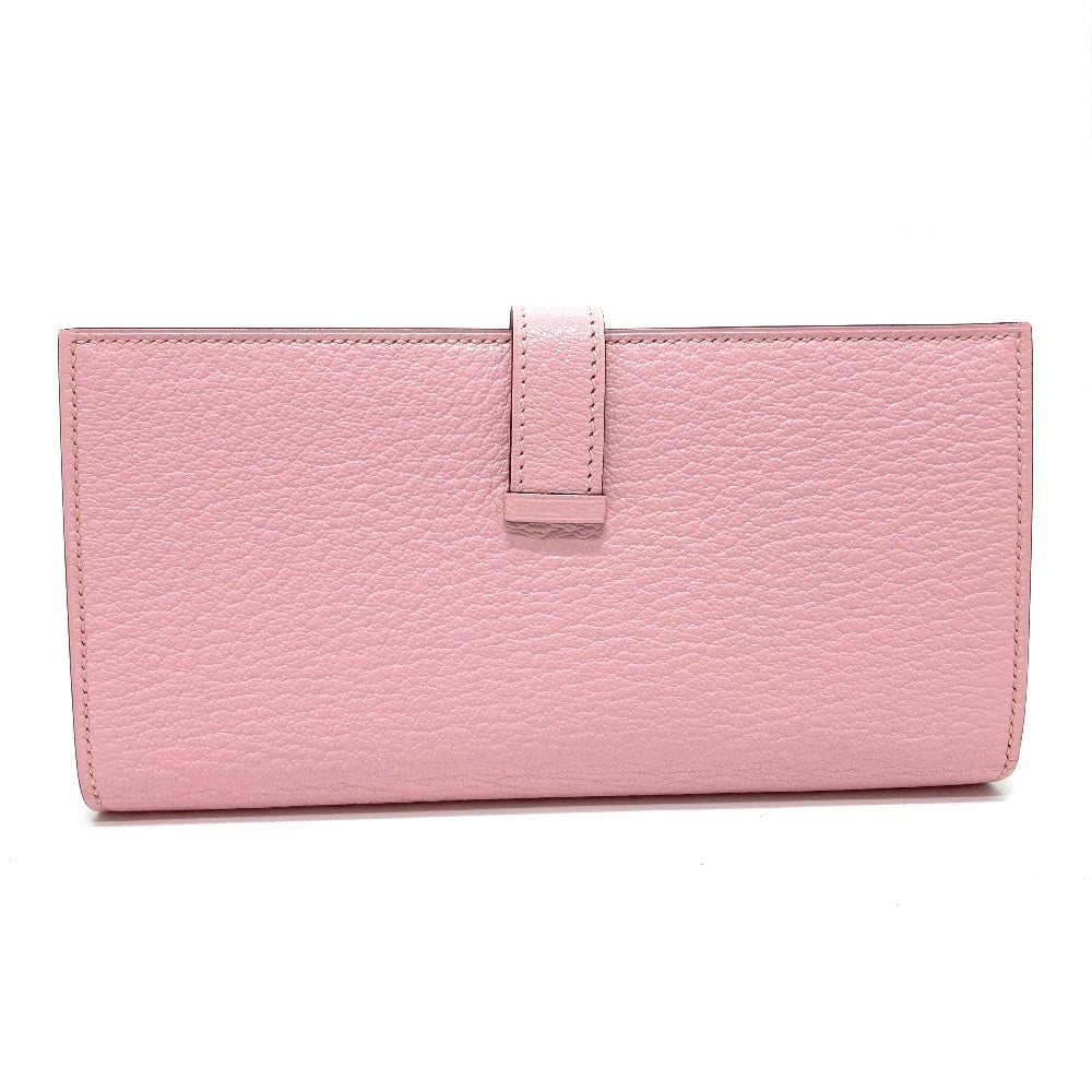 HERMES Long Wallet Purse Chevre Misol pink HMetal Beansufla Women