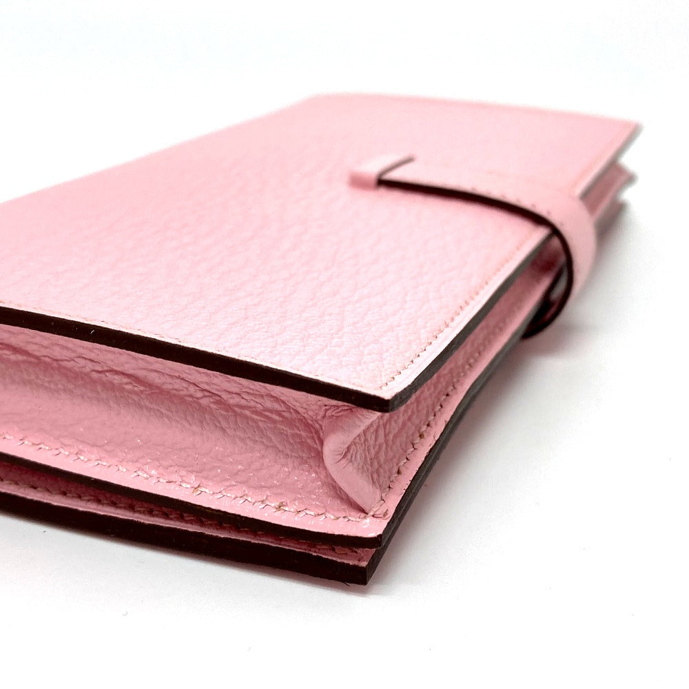 HERMES Long Wallet Purse Chevre Misol pink HMetal Beansufla Women