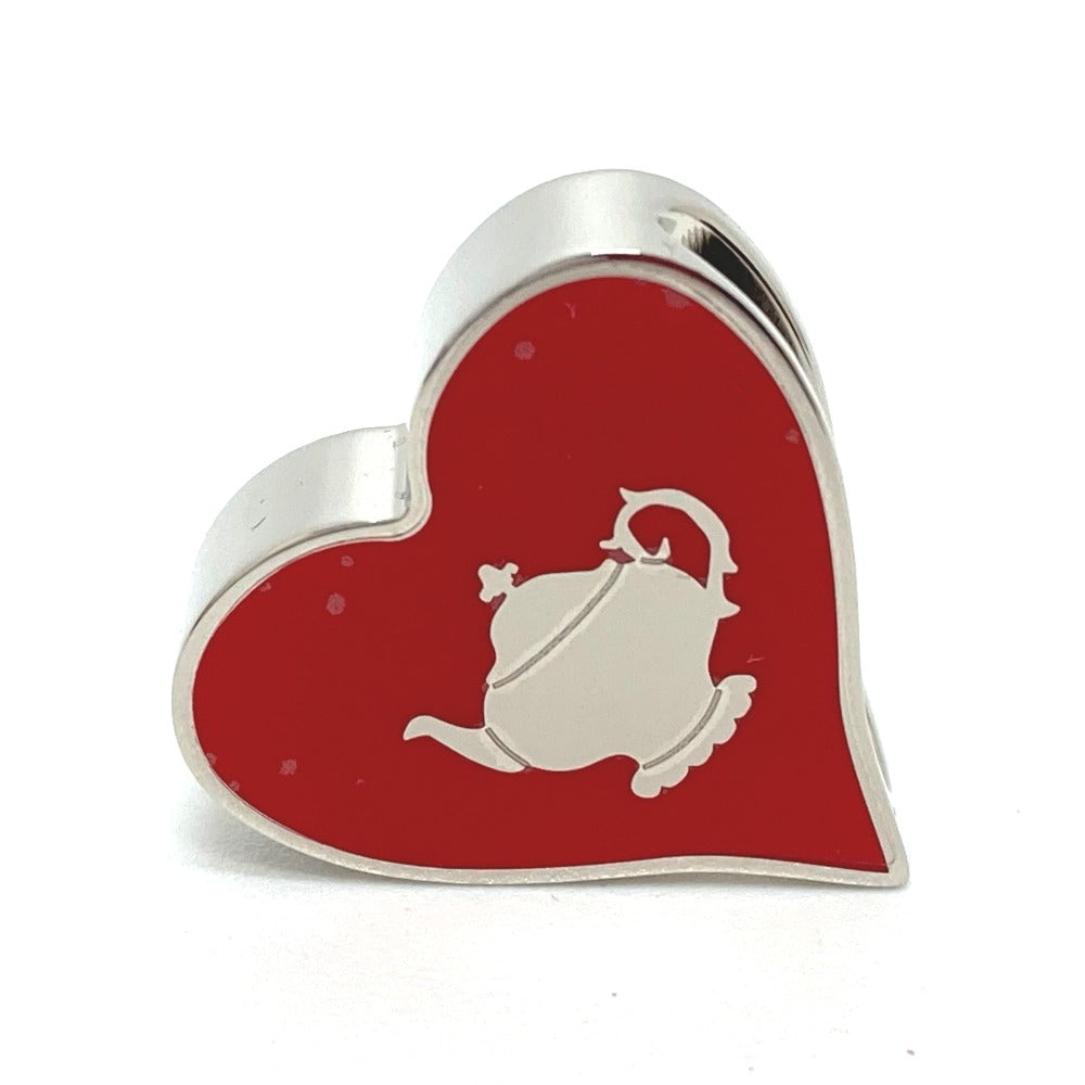 HERMES Scarf ring Palladium (brass), lacquer Red Heart motif Tea time Twilly ring Women