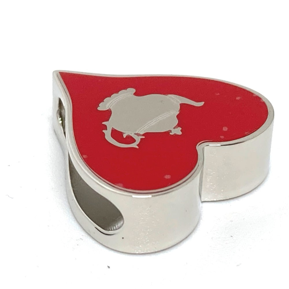 HERMES Scarf ring Palladium (brass), lacquer Red Heart motif Tea time Twilly ring Women
