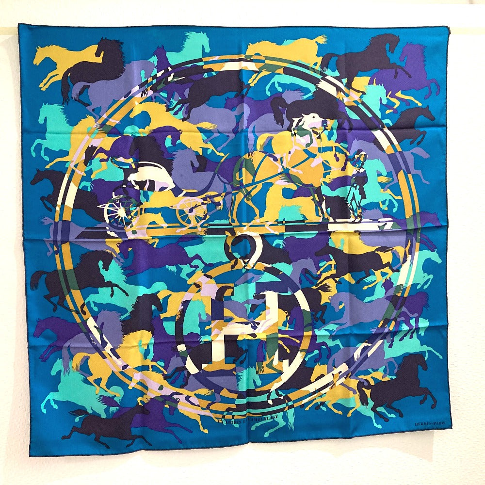 HERMES scarf silk Blue type Carre90 EX LIBRIS EN CAMOUFLAGE EX LIBRIS EN CAMOUFLAGE Women