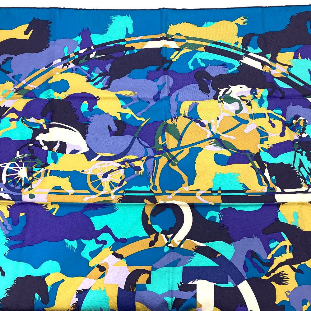HERMES scarf silk Blue type Carre90 EX LIBRIS EN CAMOUFLAGE EX LIBRIS EN CAMOUFLAGE Women