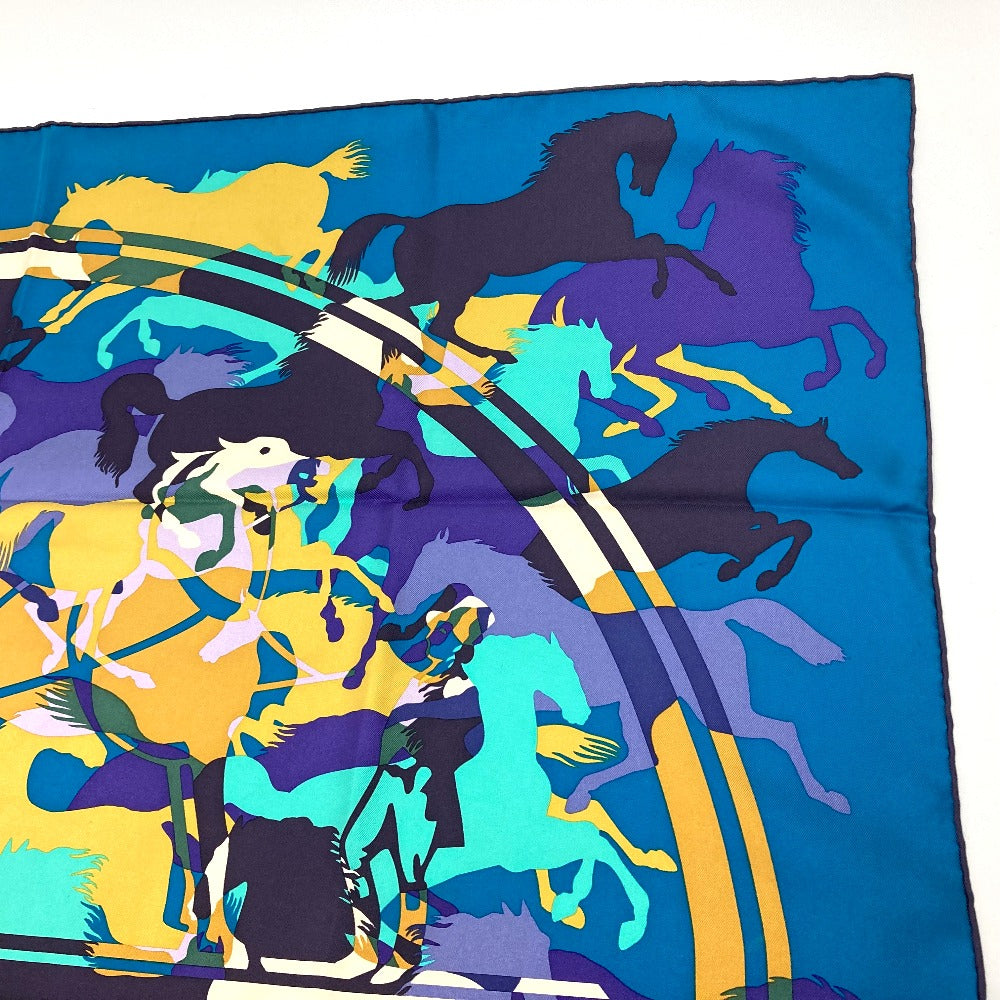 HERMES scarf silk Blue type Carre90 EX LIBRIS EN CAMOUFLAGE EX LIBRIS EN CAMOUFLAGE Women