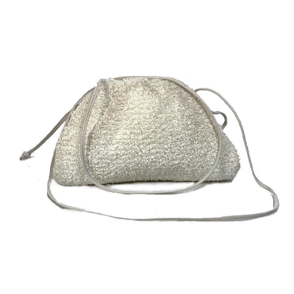 BOTTEGAVENETA Shoulder Bag 585852 Nylon / leather white Gamaguchi Mini the pouch Women