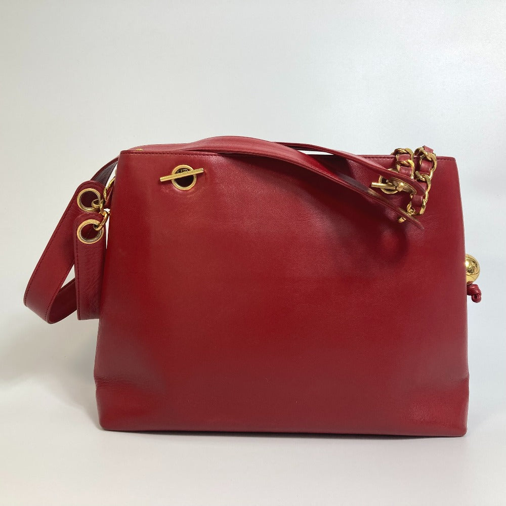 CHANEL Shoulder Bag lambskin Red CCCOCO Mark Turnlock outside flap Women
