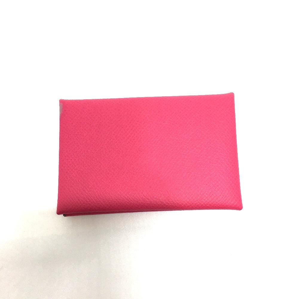 HERMES Card Case Epsom pink Bifold Wallet Calvi Women