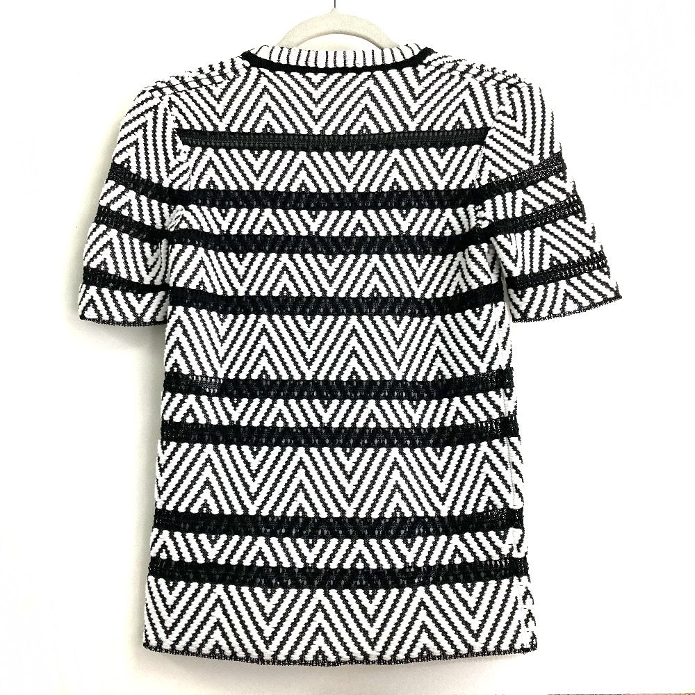 LOUIS VUITTON knit 1A3XJH Cotton, Nylon White x black Chevron stitch Jacquard Women XS