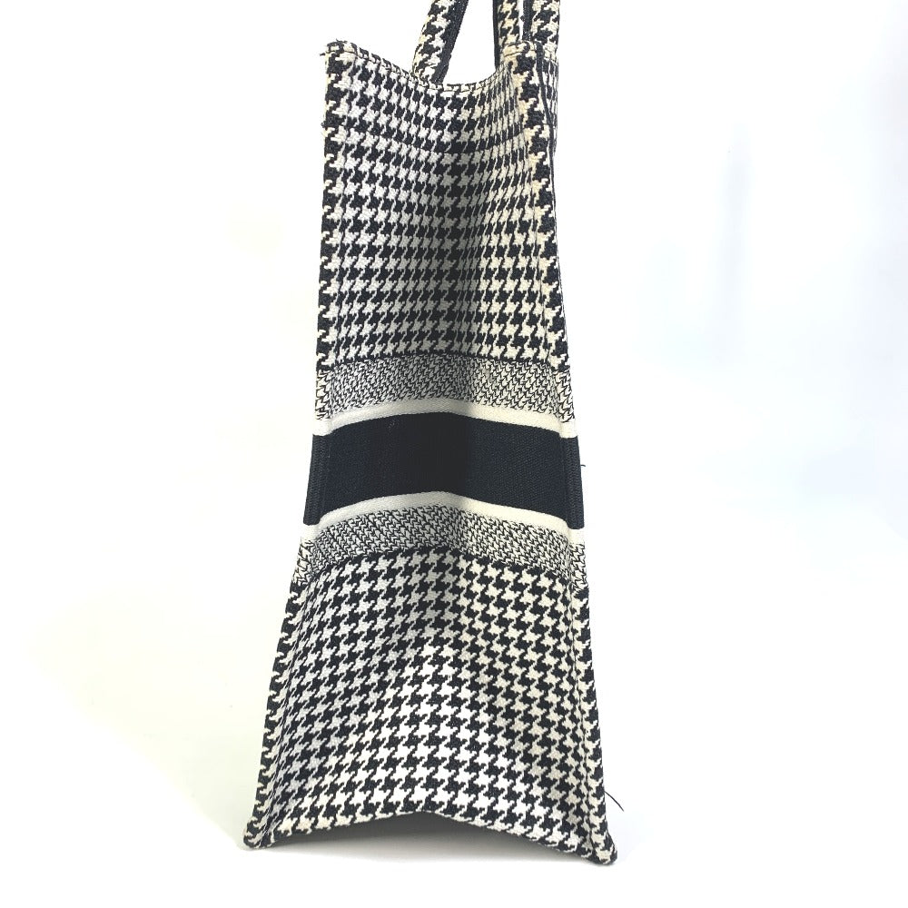 Dior Tote Bag canvas White / black Houndstooth Shoulder Bag Hound Tooth Embroidery Women