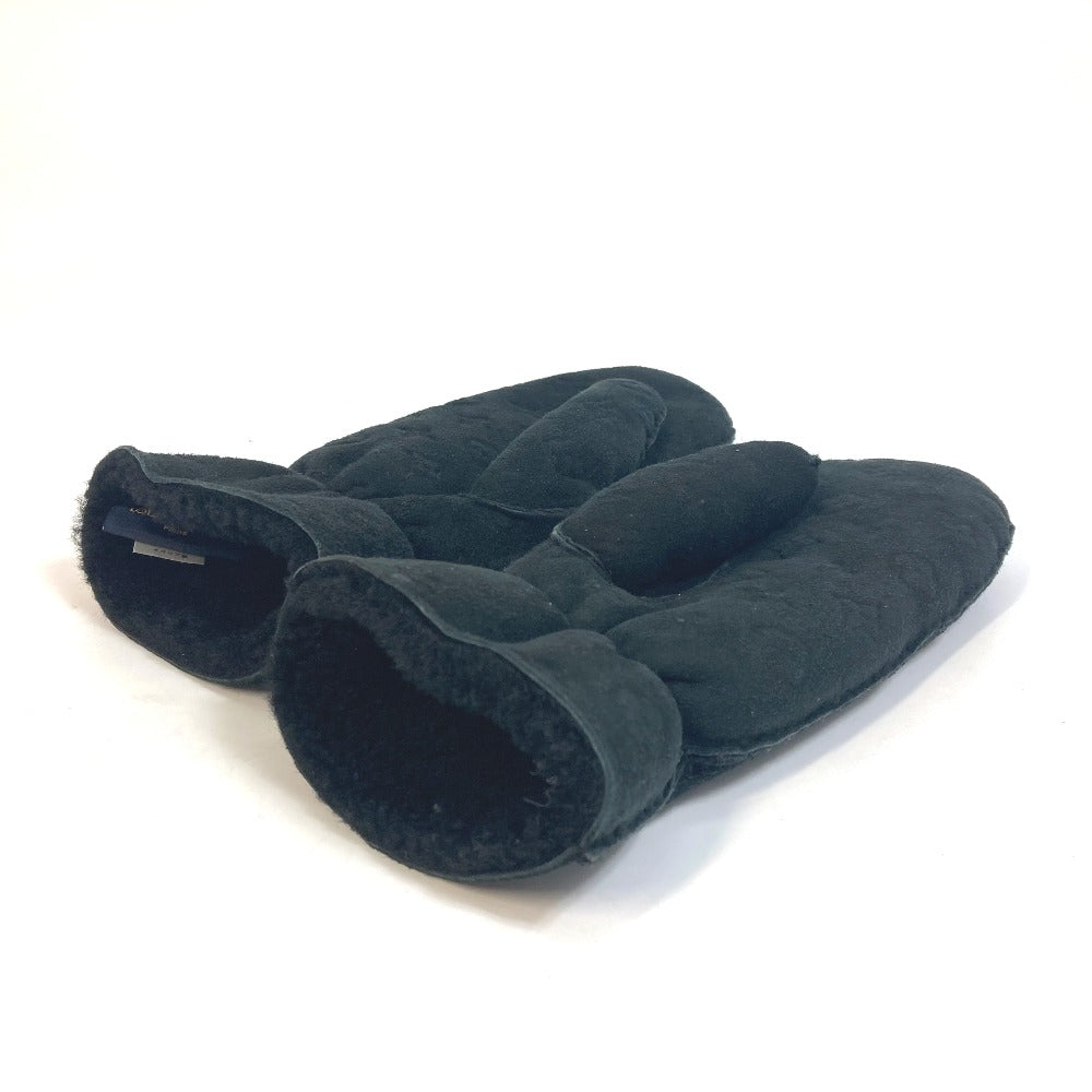 LOUIS VUITTON Glove M76454 Lamb leather black Monogram Muff shearling lamb shearling Women