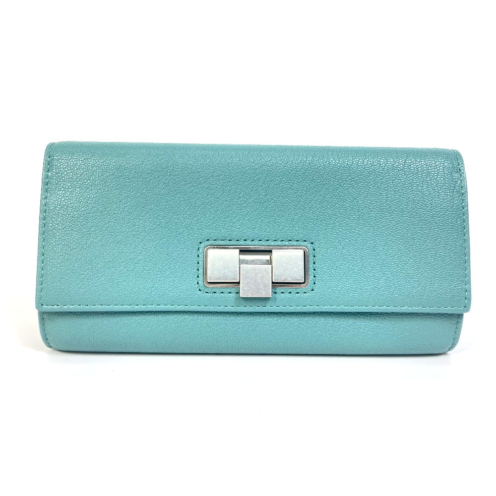 BOTTEGAVENETA Long Wallet Purse 629557 leather blue 2 fold long wallet Continental wallet Women