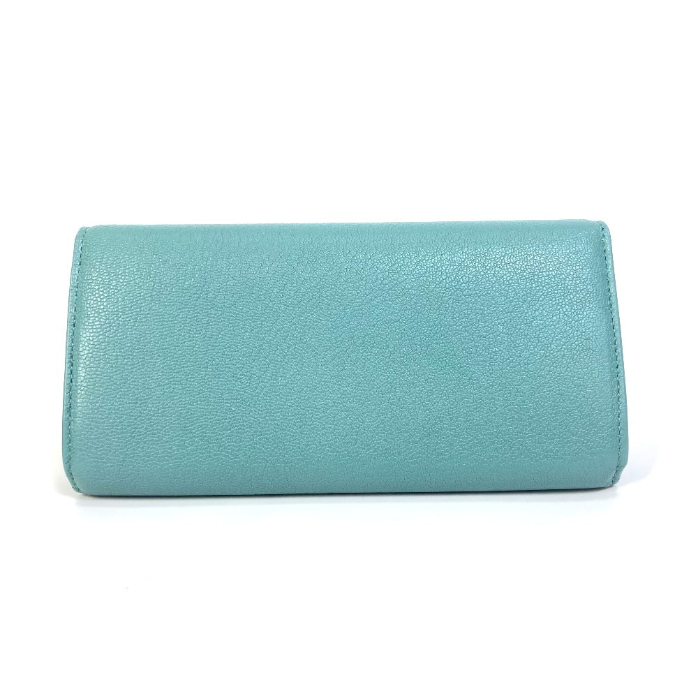 BOTTEGAVENETA Long Wallet Purse 629557 leather blue 2 fold long wallet Continental wallet Women