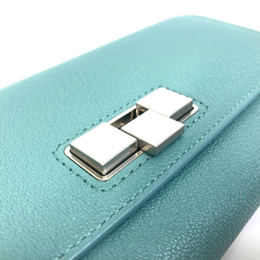 BOTTEGAVENETA Long Wallet Purse 629557 leather blue 2 fold long wallet Continental wallet Women