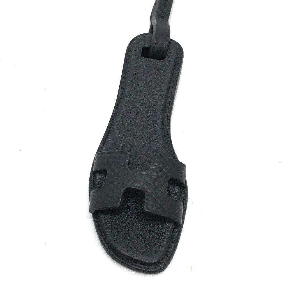 HERMES charm Epsom black Sandals Oran Nano Women
