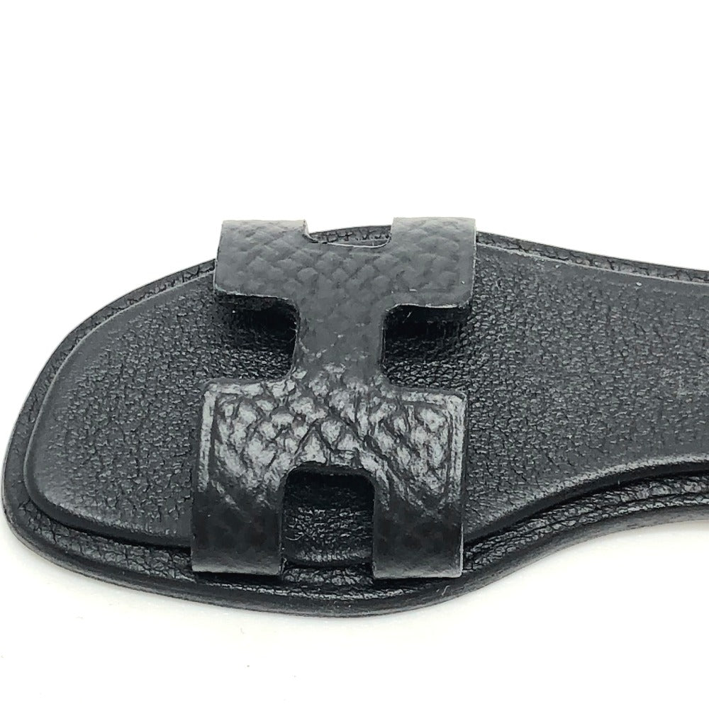HERMES charm Epsom black Sandals Oran Nano Women