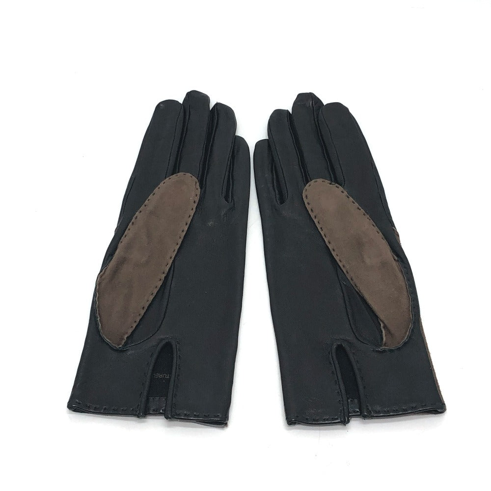 HERMES gloves leather Brown H logo Glove Women 7
