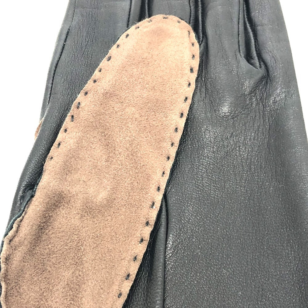 HERMES gloves leather Brown H logo Glove Women 7