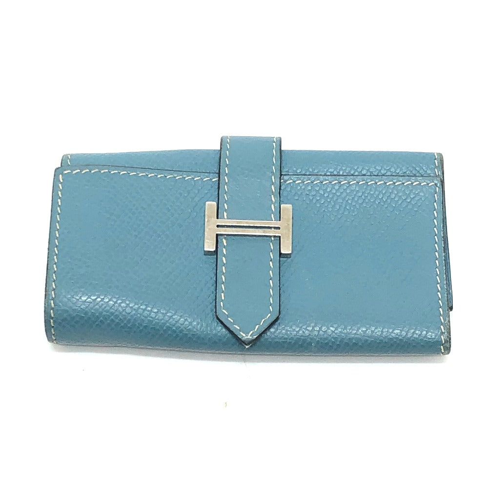 HERMES Key case Key holder  Epsom blue HMetal Bean Women