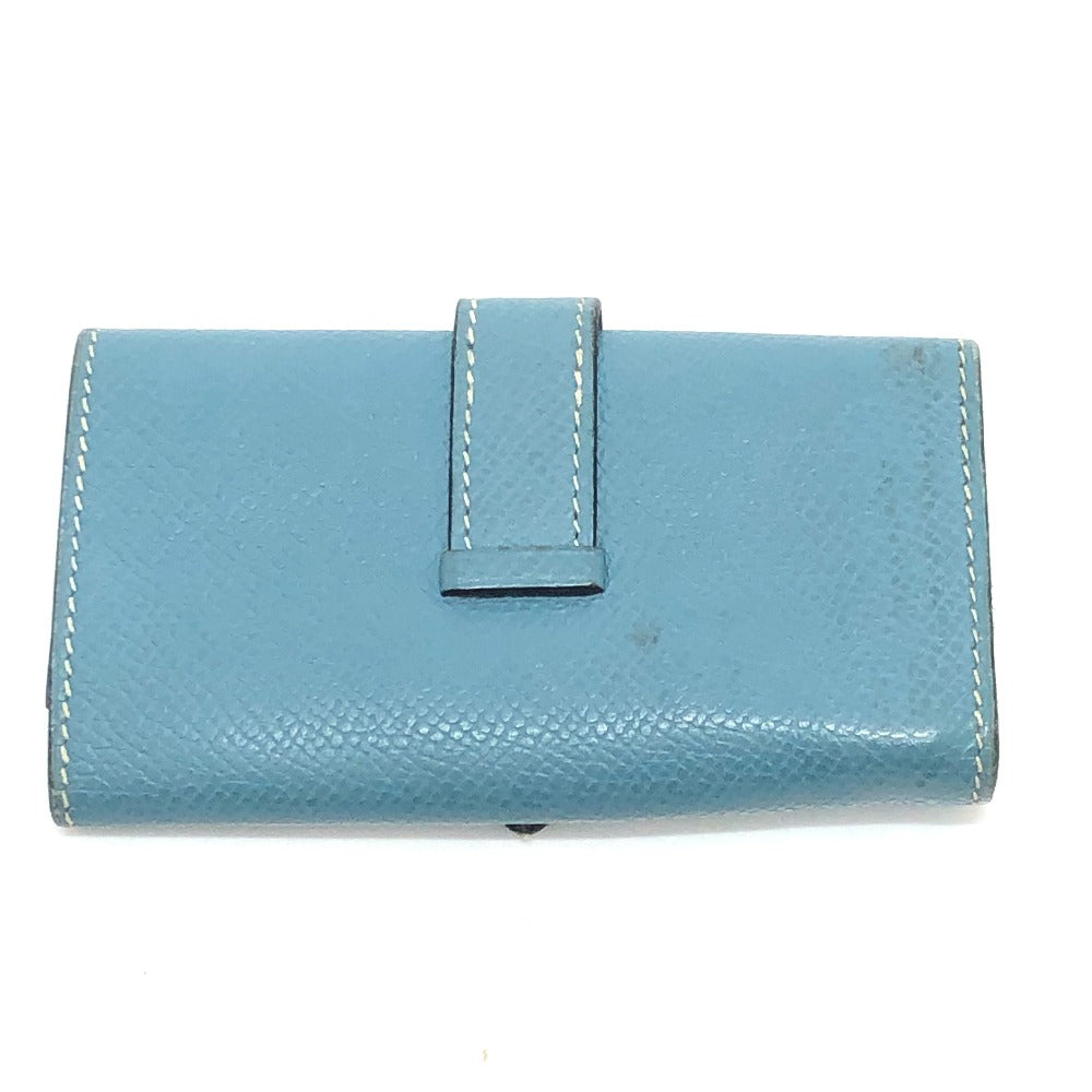 HERMES Key case Key holder  Epsom blue HMetal Bean Women