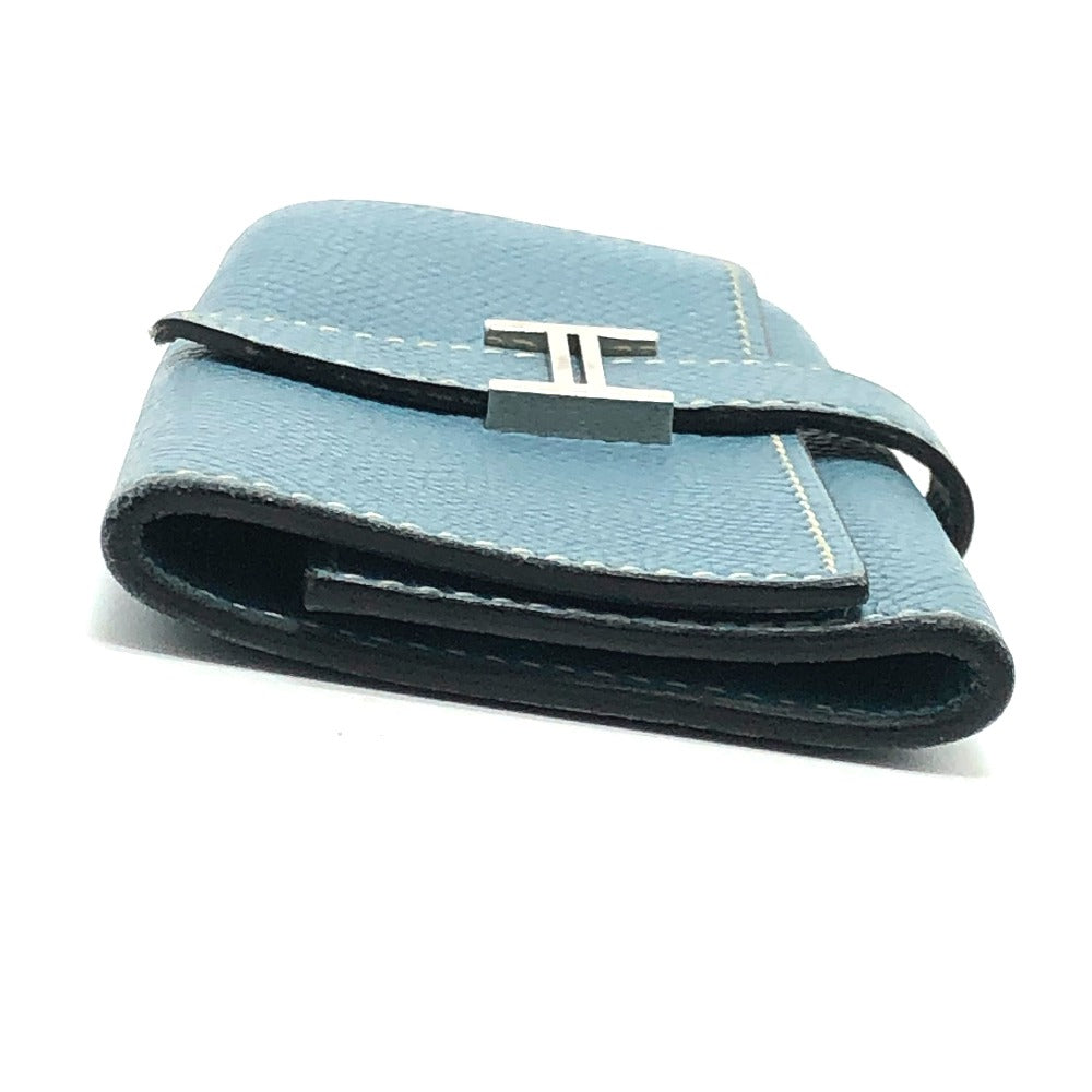 HERMES Key case Key holder  Epsom blue HMetal Bean Women