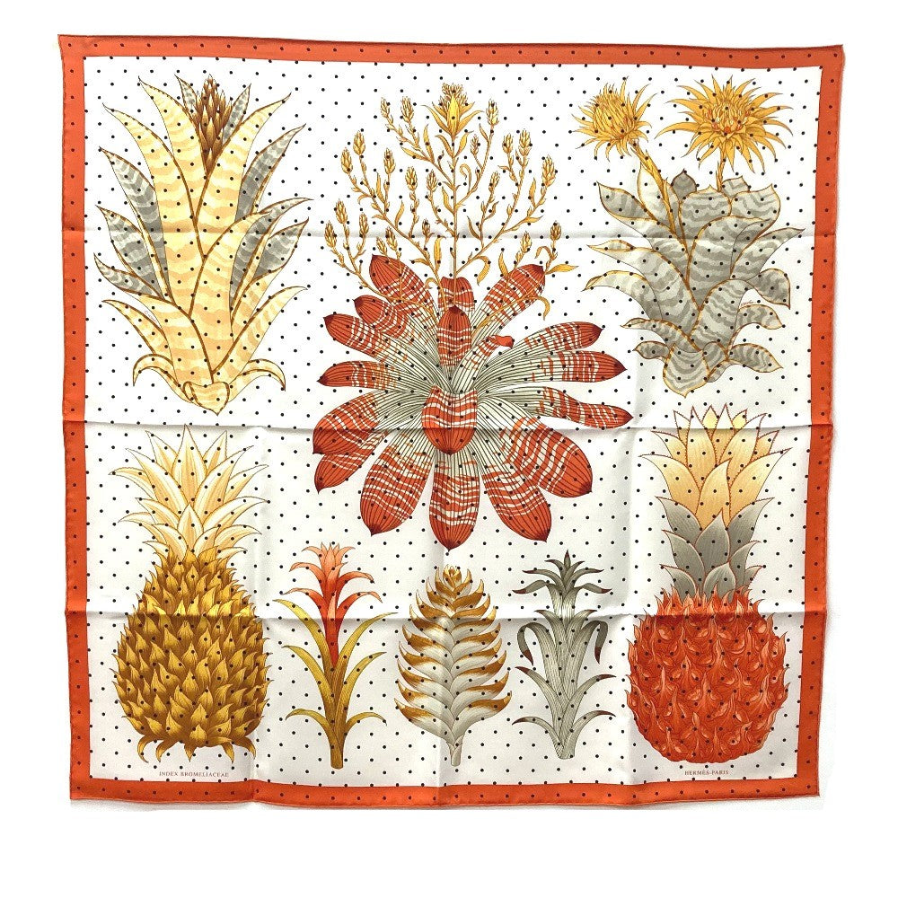 HERMES scarf silk Orange Index Bromeliaceae Bromeliad Catalog scarf Women