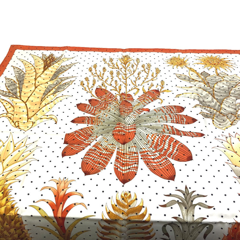 HERMES scarf silk Orange Index Bromeliaceae Bromeliad Catalog scarf Women