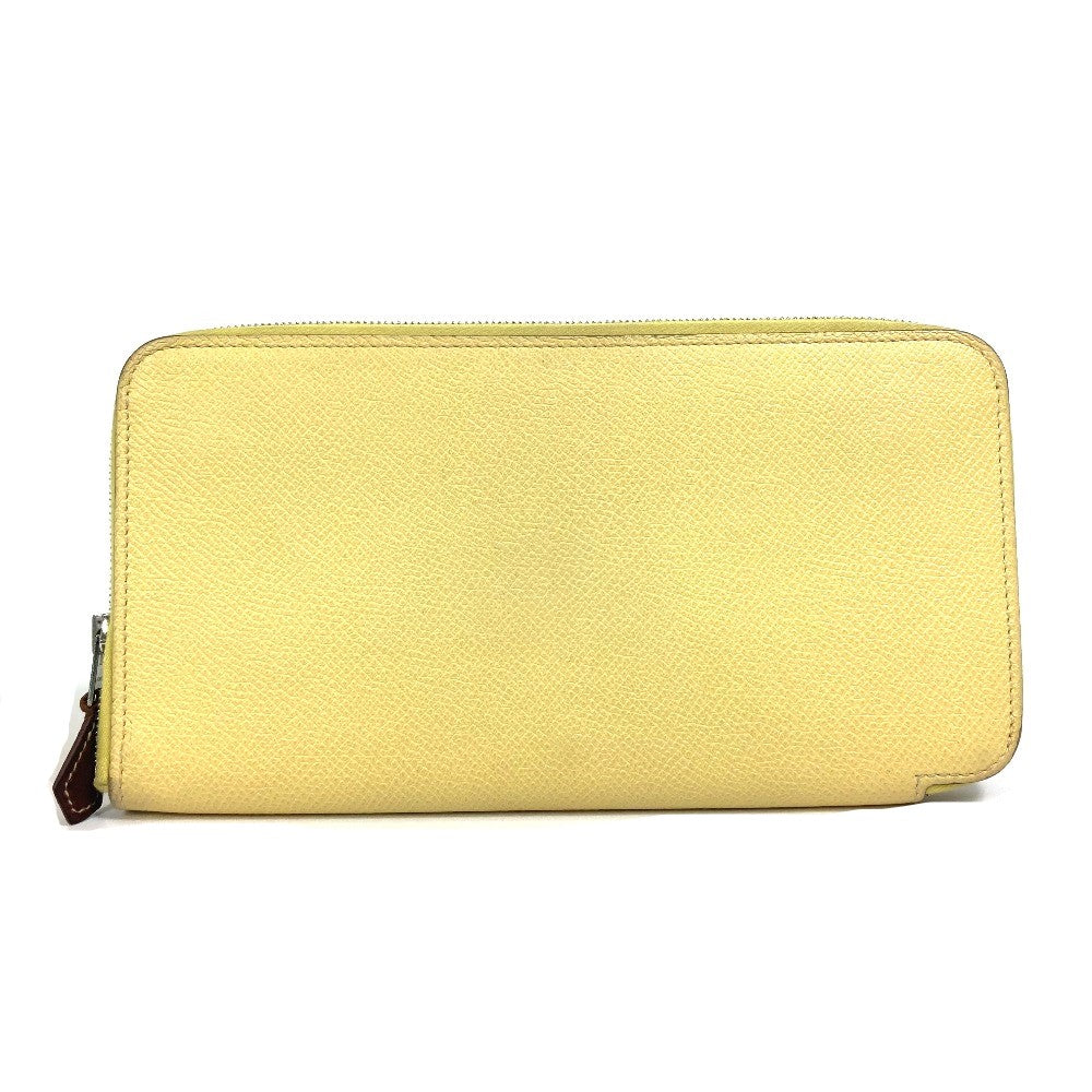 HERMES Long Wallet Purse leather yellow Azap long silk in Wallet