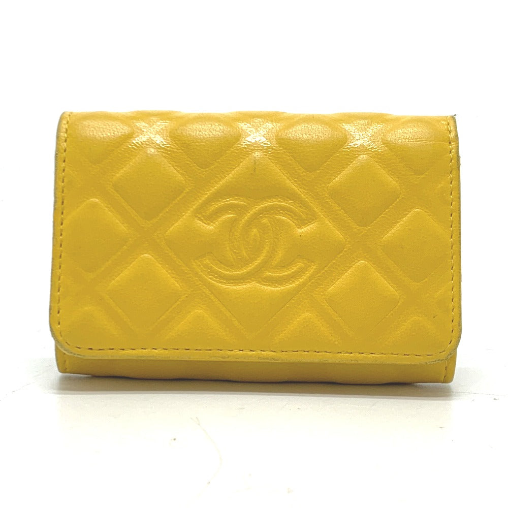 CHANEL Key case Key holder Calfskin yellow COCO Mark Diamond CC
