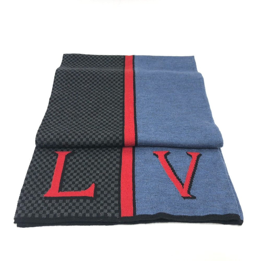 LOUIS VUITTON Scarf M70249 wool Black / blue Echarpe LV Damier Rouge mens