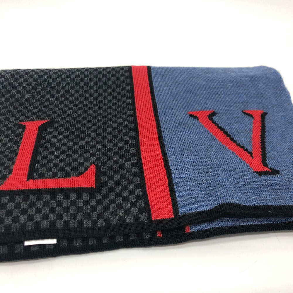 LOUIS VUITTON Scarf M70249 wool Black / blue Echarpe LV Damier Rouge mens