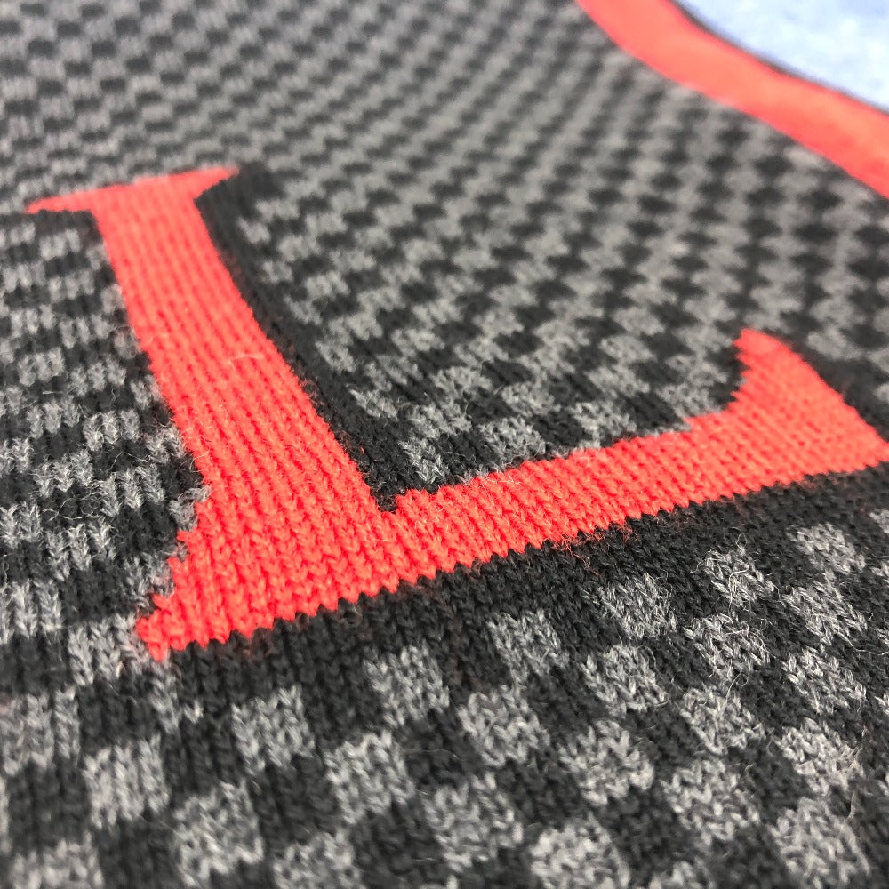LOUIS VUITTON Scarf M70249 wool Black / blue Echarpe LV Damier Rouge mens