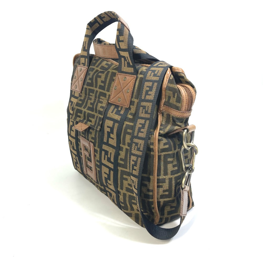 FENDI Tote Bag 7VA158 Leather / canvas Brown Zucca FF pattern Handbag 2WAY Bag Shoulder Bag Women
