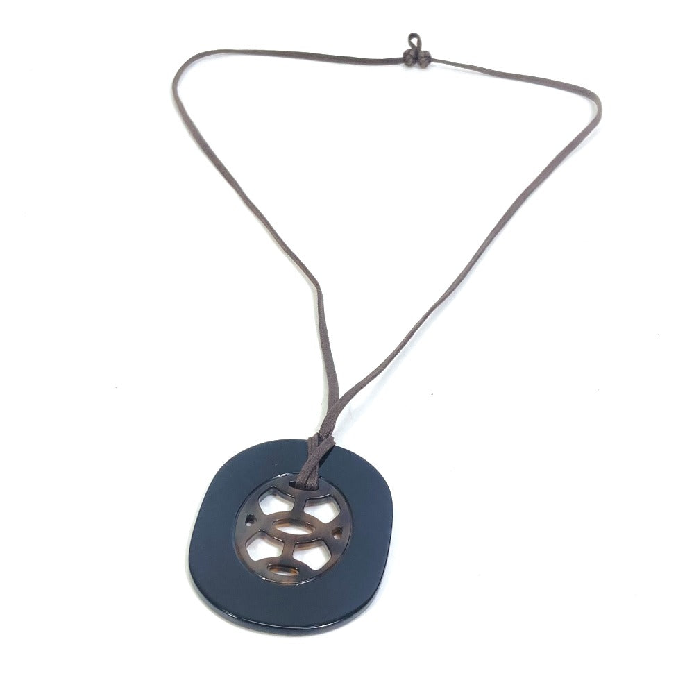 HERMES Necklace Buffalo horn Black gray type & brown type Lift PM Women