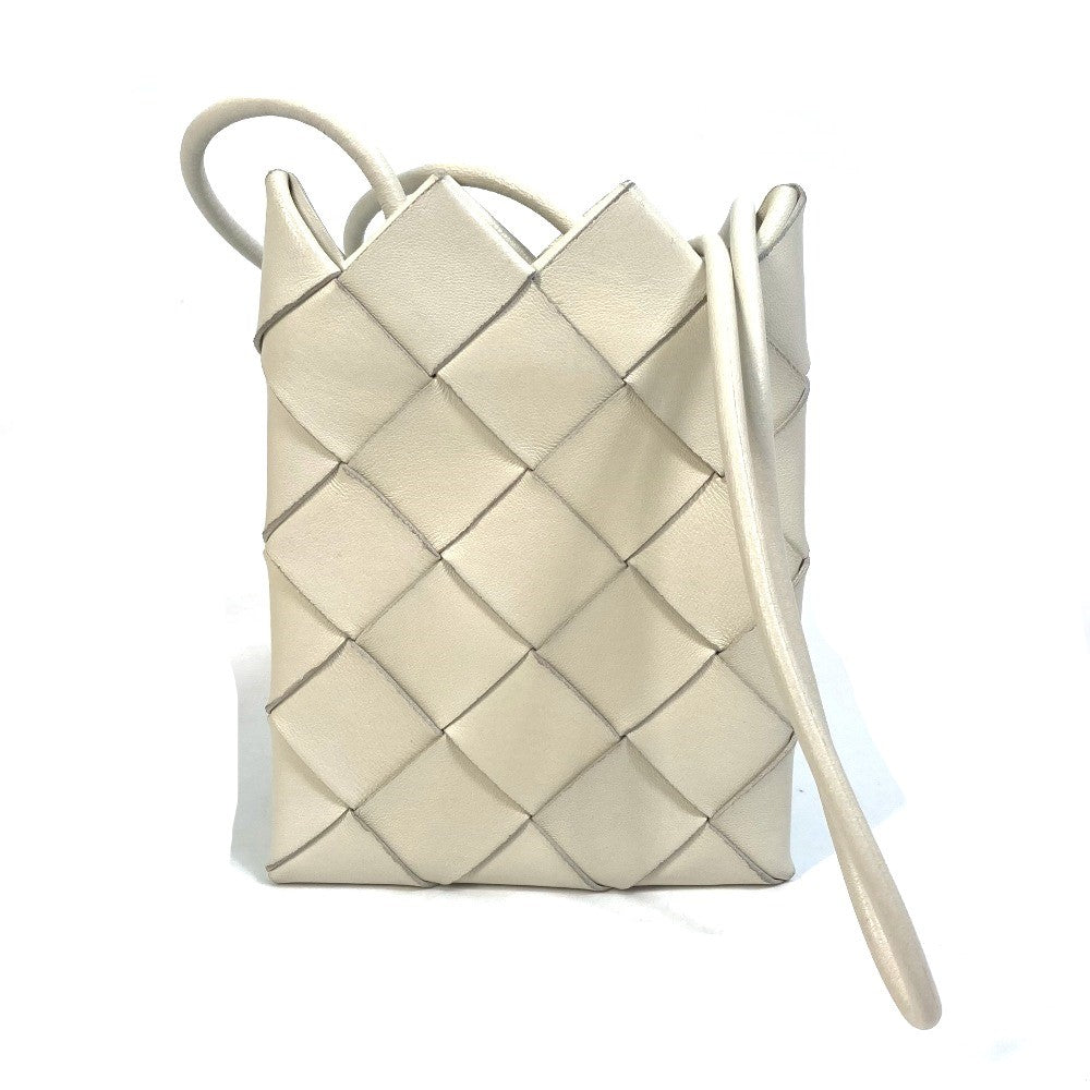 BOTTEGAVENETA Shoulder Bag 619019 leather white INTRECCIATO Pochette Women