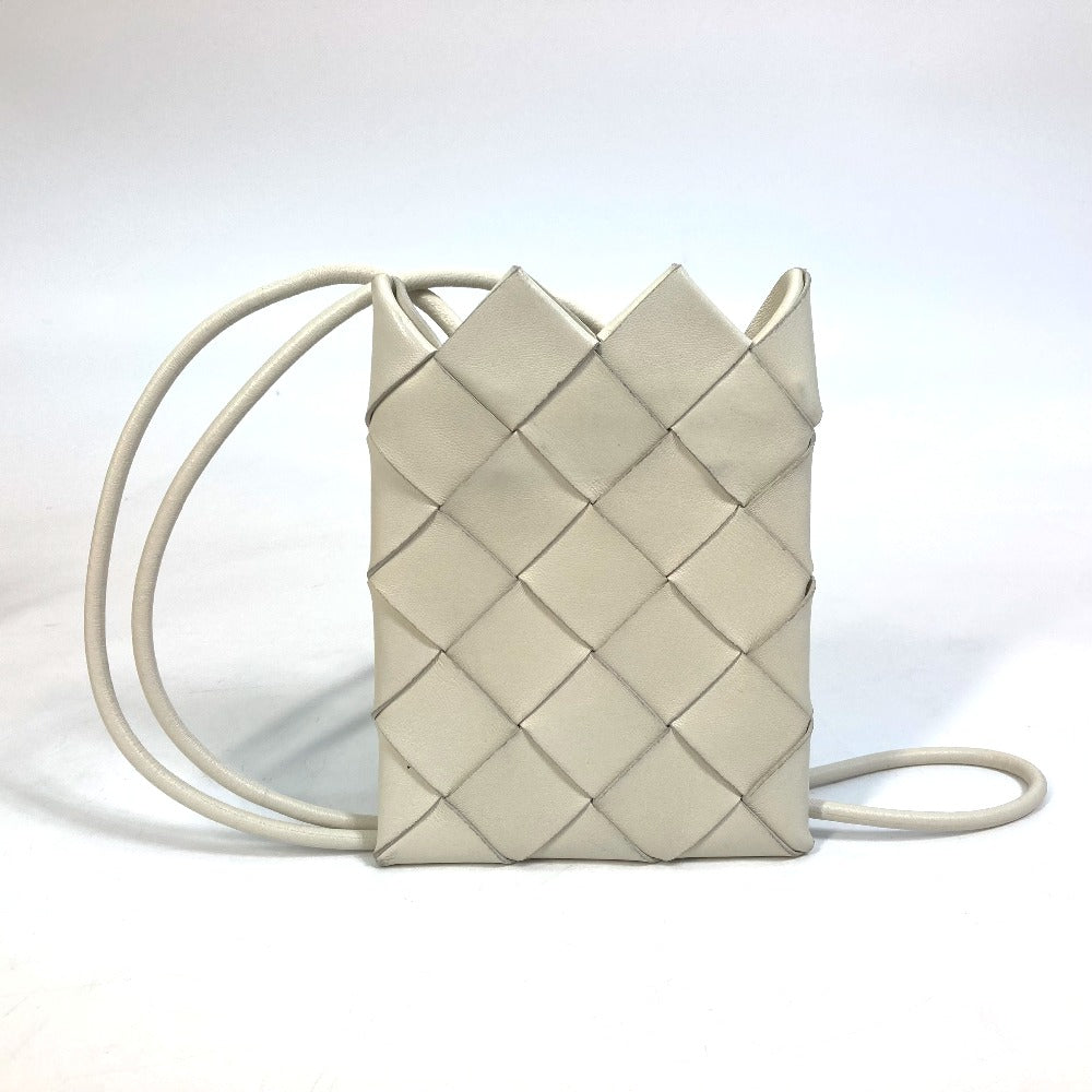 BOTTEGAVENETA Shoulder Bag 619019 leather white INTRECCIATO Pochette Women