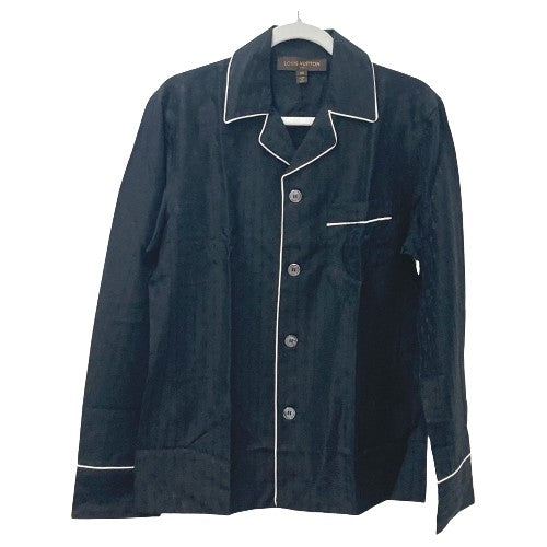LOUIS VUITTON Long sleeve shirt Cotton, Silk black Monogram pouch included pajama shirt mens XS