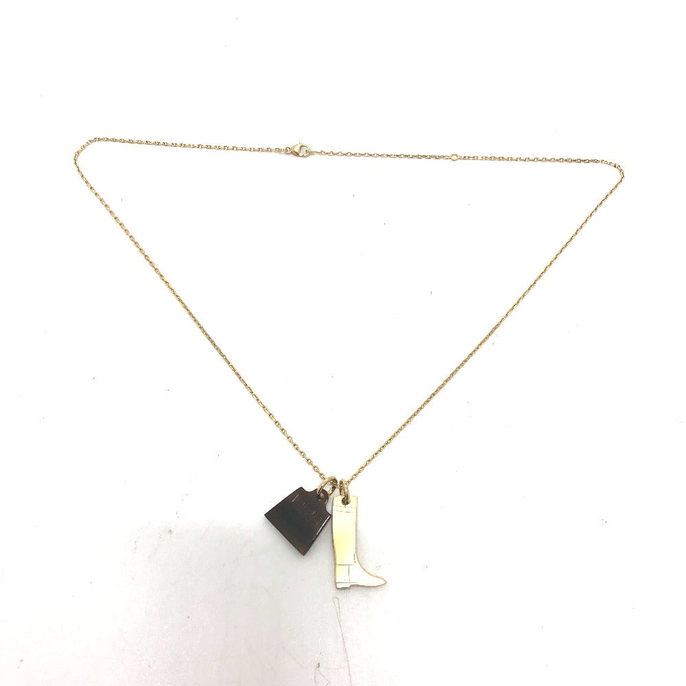 HERMES Necklace Buffalo Horn, Metal gold Amulet Marokiniye PM Women